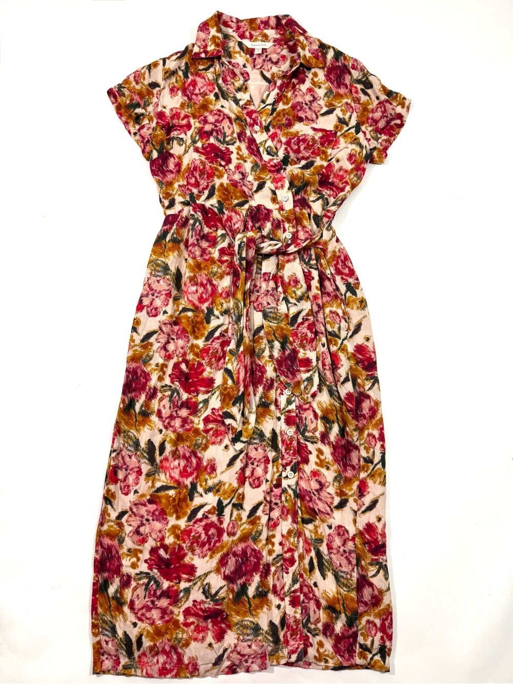 Garnet Hill Anya Tie Front Crepe Midi Dress